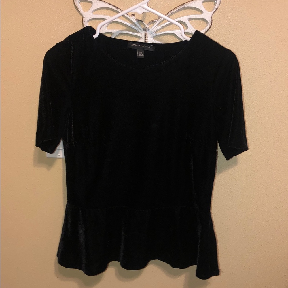 Banana Republic Black Velvet Peplum Blouse
